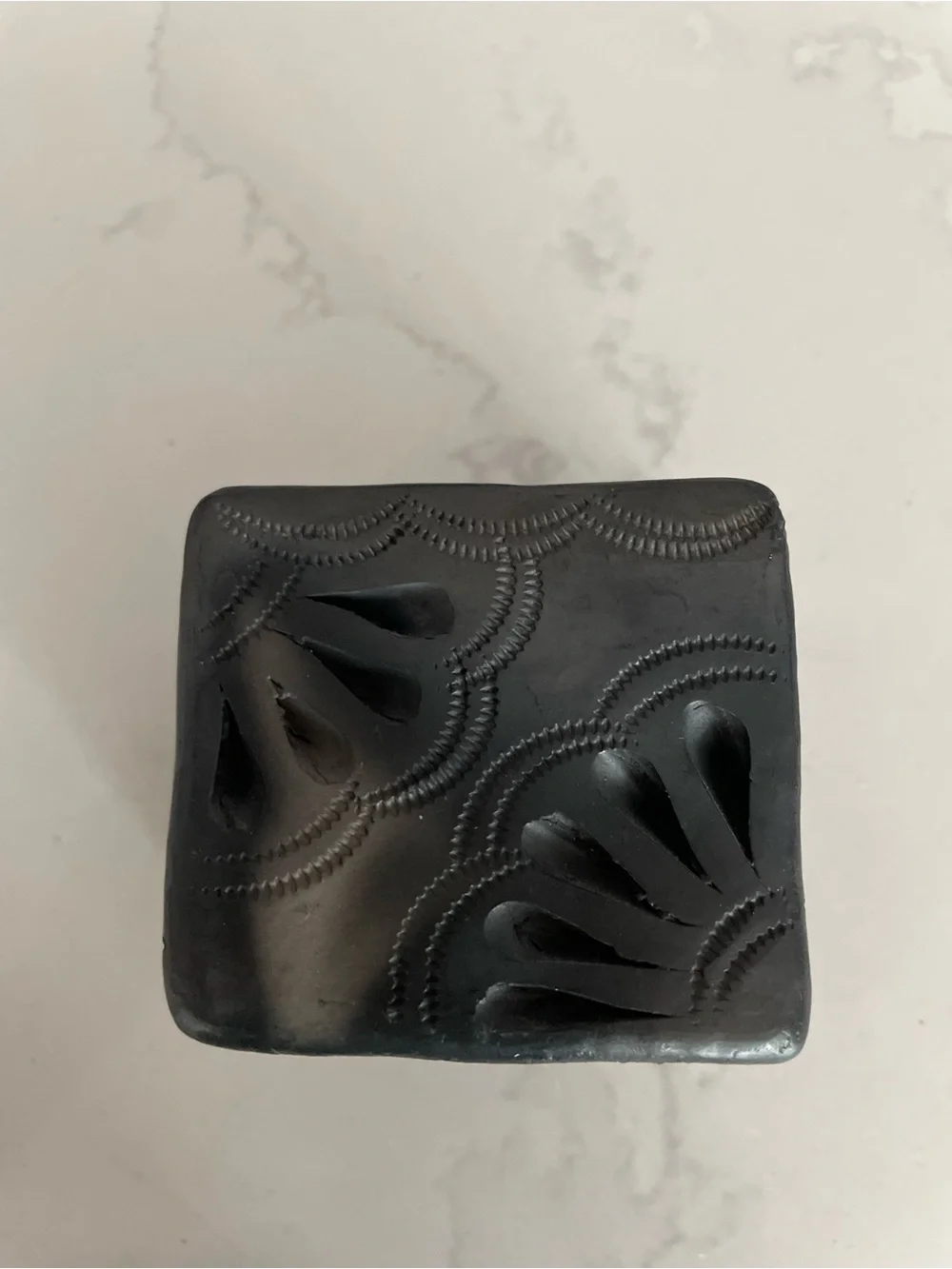 Vintage Mexican Black Clay Incense Holder Small Handmade Pottery Vessel